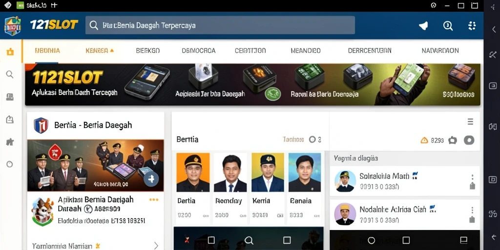 Tampilan antarmuka utama aplikasi Berita Daerah 1121SLOT.