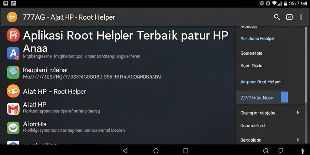 Tampilan antarmuka utama aplikasi Root Helper 777AG yang sederhana dan efektif.