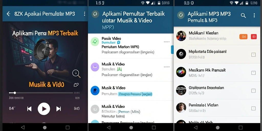 Antarmuka intuitif aplikasi Pemutar MP3 8ZK dengan fitur unggulan.