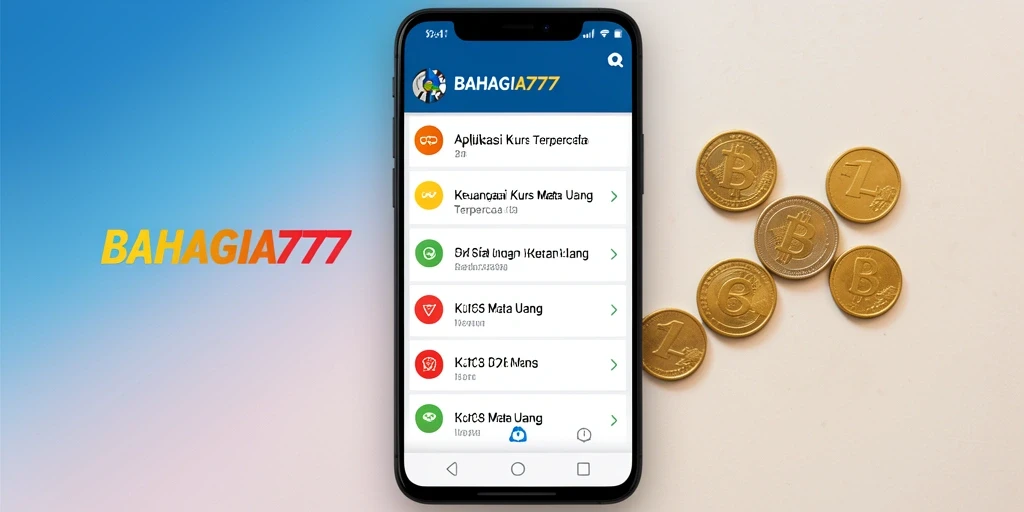 Tampilan antarmuka aplikasi BAHAGIA777 yang menampilkan kurs mata uang.