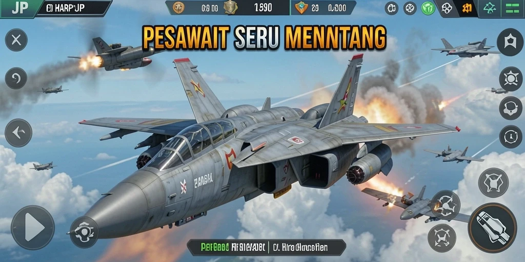 Tampilan antarmuka seru dari game Perang Pesawat HARAPJP.