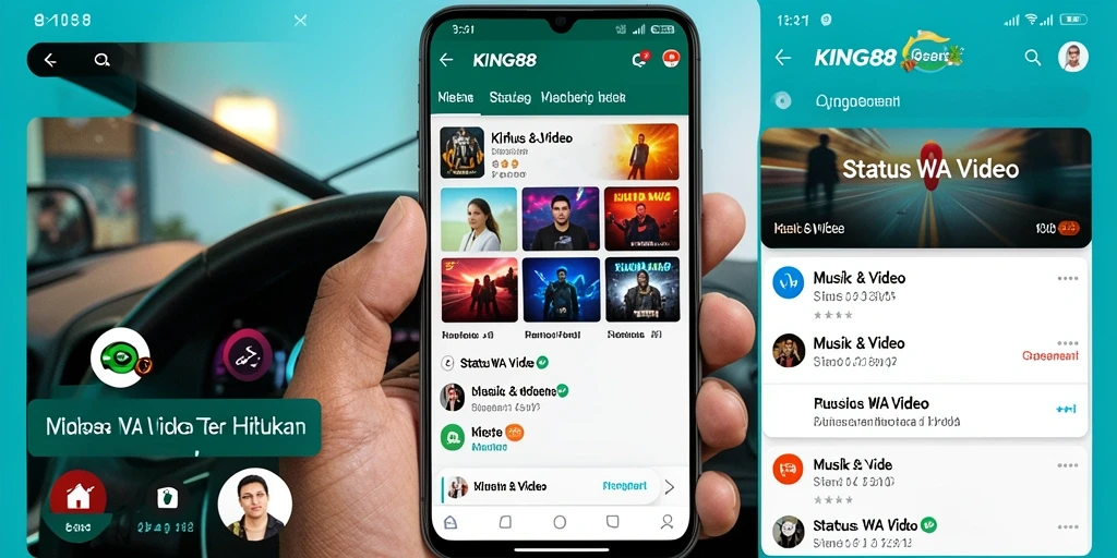 Tampilan antarmuka KING88 dengan berbagai pilihan status WA video.