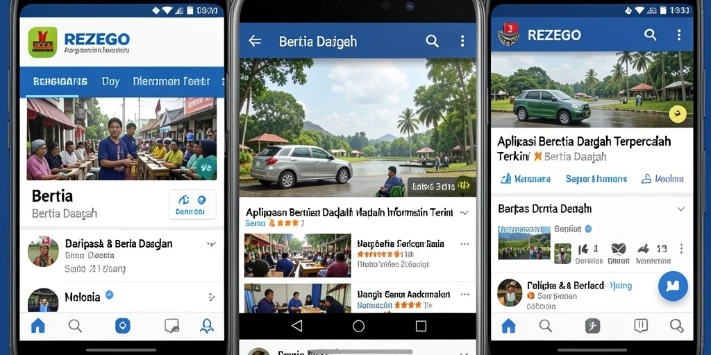 Tampilan antarmuka pengguna aplikasi Berita Daerah REZEGO.