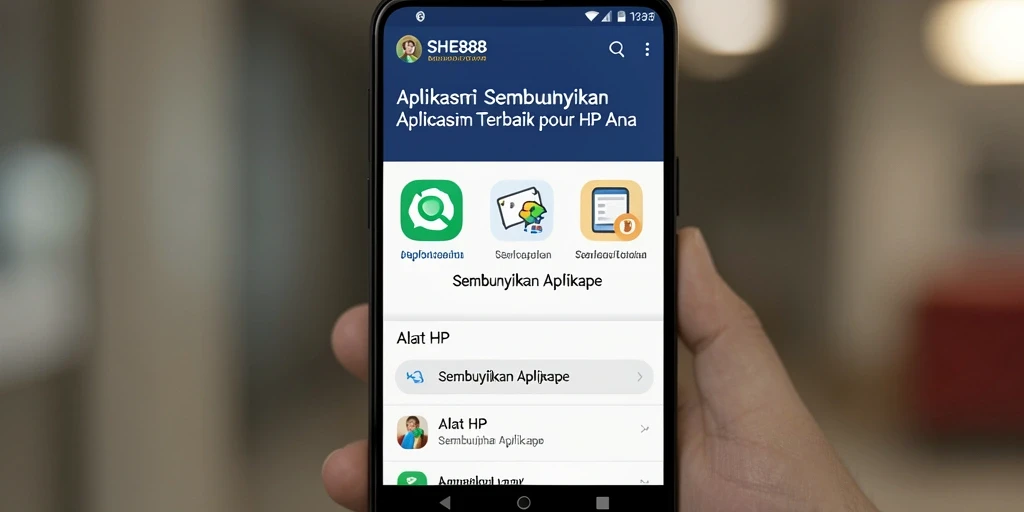 Tampilan antarmuka SHE888 yang sederhana dan fungsional untuk menyembunyikan aplikasi.