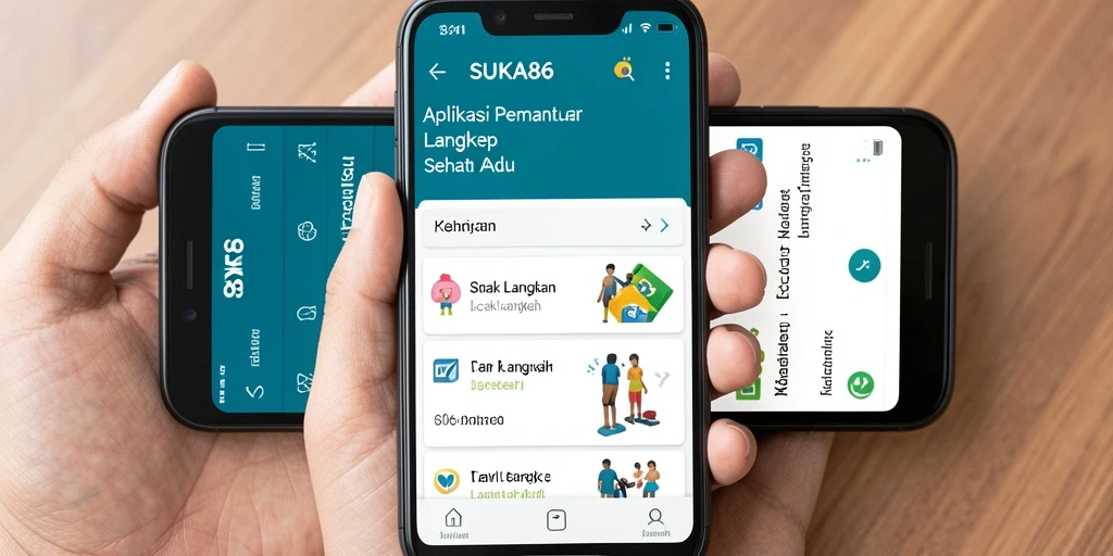 Tampilan antarmuka aplikasi Lacak Langkah SUKA86 yang menarik.