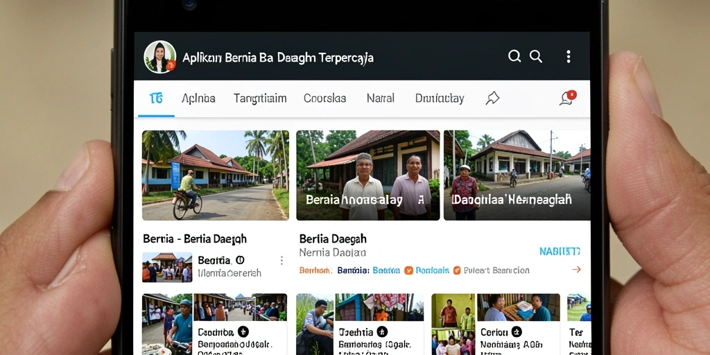 Antarmuka aplikasi T6 yang menampilkan berita daerah terkini.
