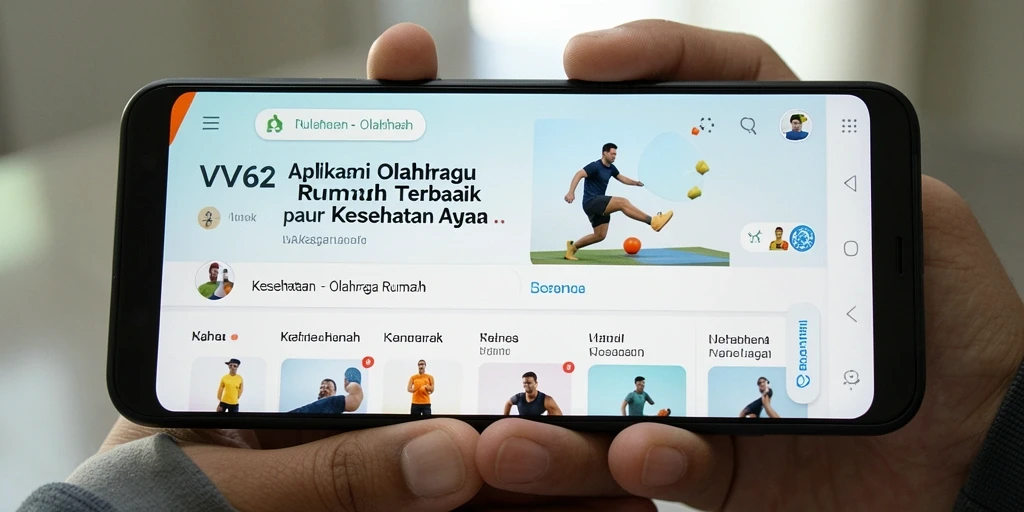 Antarmuka aplikasi VV62 untuk latihan olahraga di rumah.